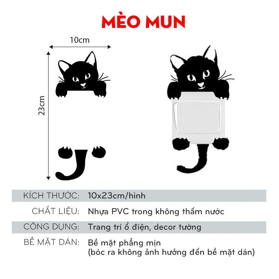 Trang trí ổ điện miếng dán tường công tắc hình dễ thương con vật cute dog cat 1204