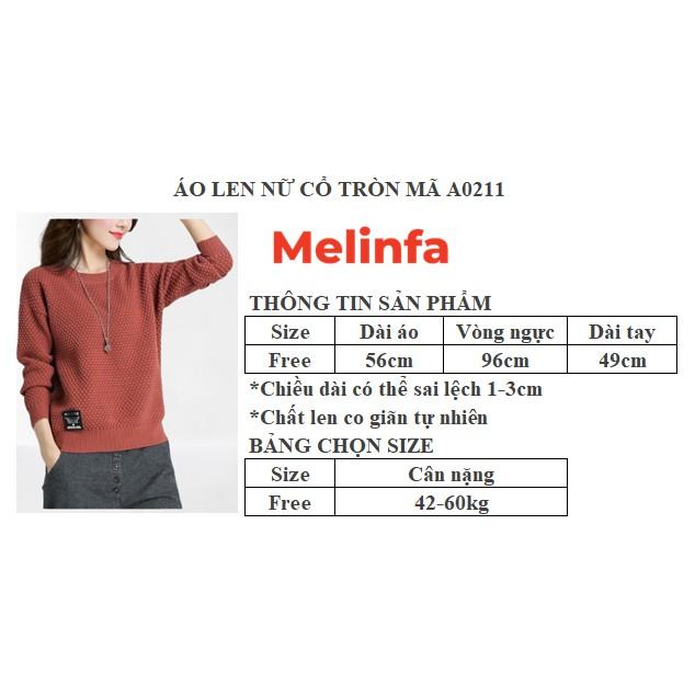 Áo len nữ cổ tròn, áo len nữ dáng thụng chất len mềm mịn co giãn thoải mái thời trang Hàn Quốc mặc mùa thu đông mã A0211