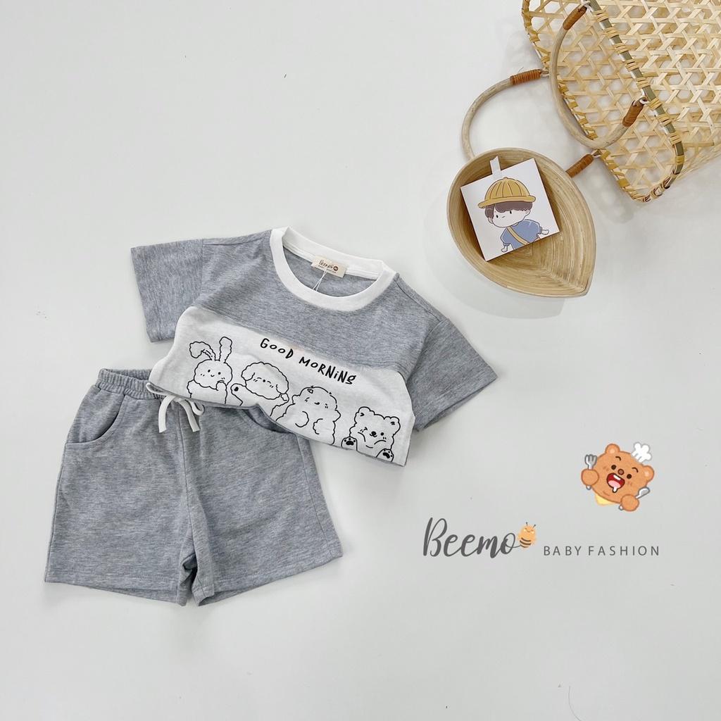 Bộ Cotton Phối Thân In Gấu Beemo Mềm Đẹp Unisex Bé Trai Bé Gái