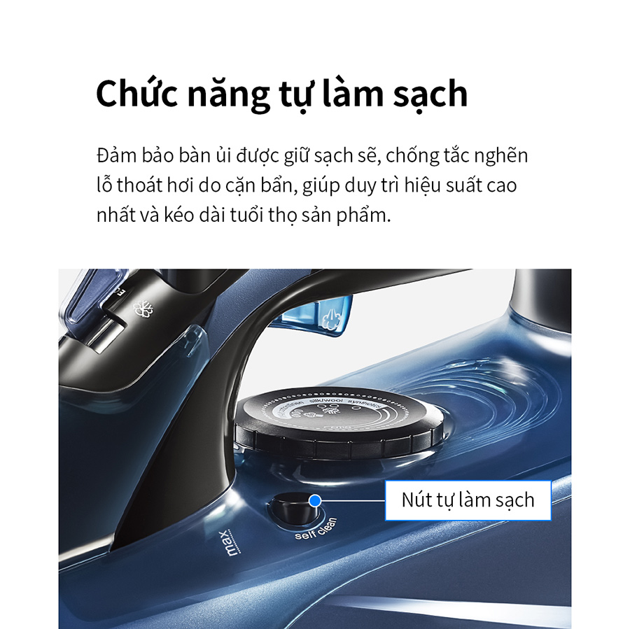 Bàn ủi hơi nước ENI362BLU LocknLock - Dung tích 340ml - 220-240V, 50/60Hz, 2000-2400W - Hàng chính hãng