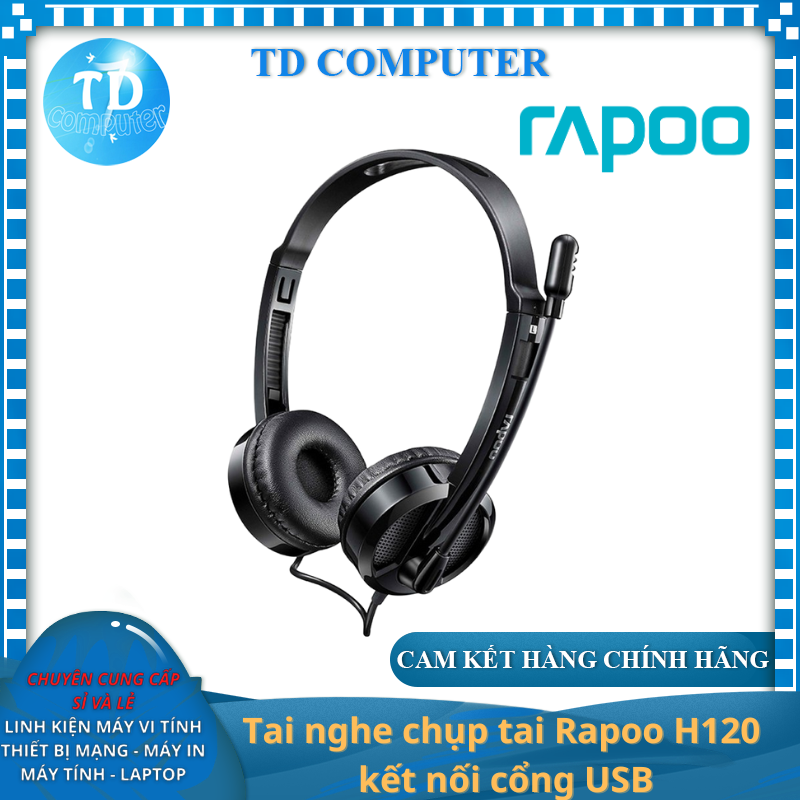 Tai nghe chụp tai Rapoo H120 kết nối cổng USB - Hàng chính hãng