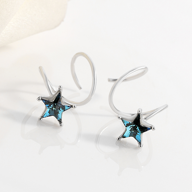 Bông tai lò xo khuyên tai mix ngôi sao xanh