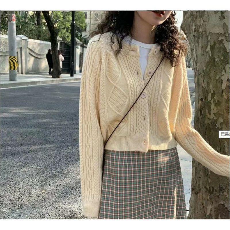 Hàng sẵn_Áo Khoác Cardigan Dệt Kim Form Rộng Phong Cách Hàn Quốc Xinh Xắn Dành Cho Nữ