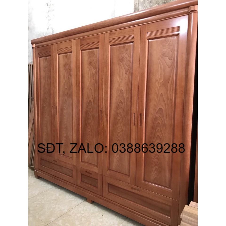 Tủ quần áo 5 cánh gỗ hương đá phòng ngủ giá thật