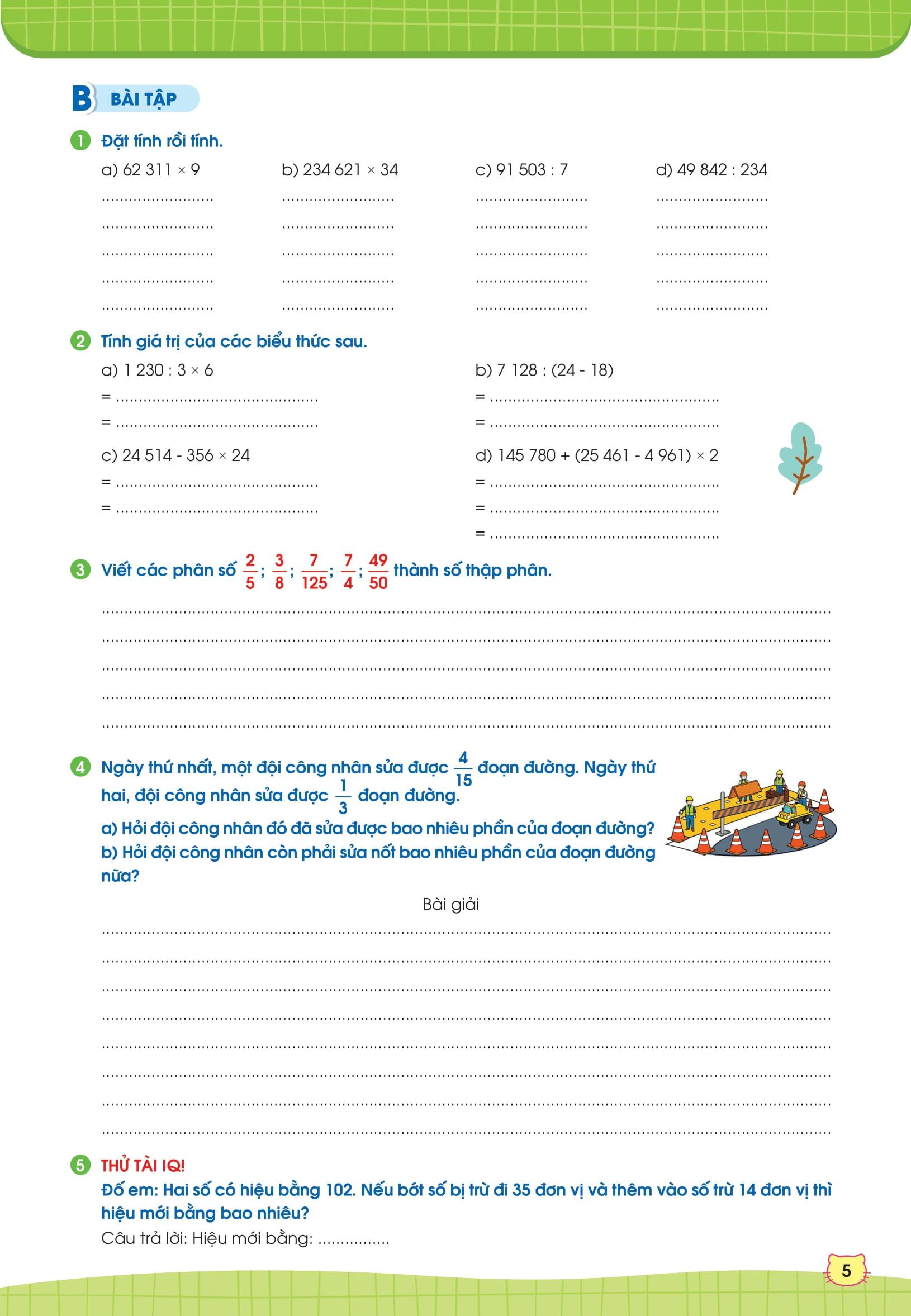 Sách - Phiếu Bài Tập Cuối Tuần Toán 5