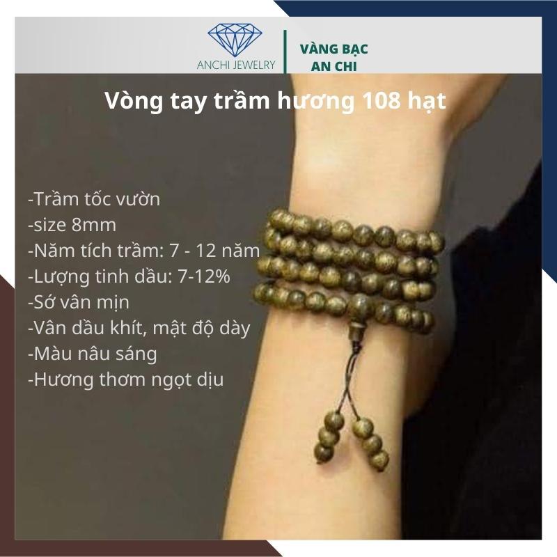 Chuỗi 108 hạt trầm hương 8mm tặng kèm hộp gấm, Anchi jewelry