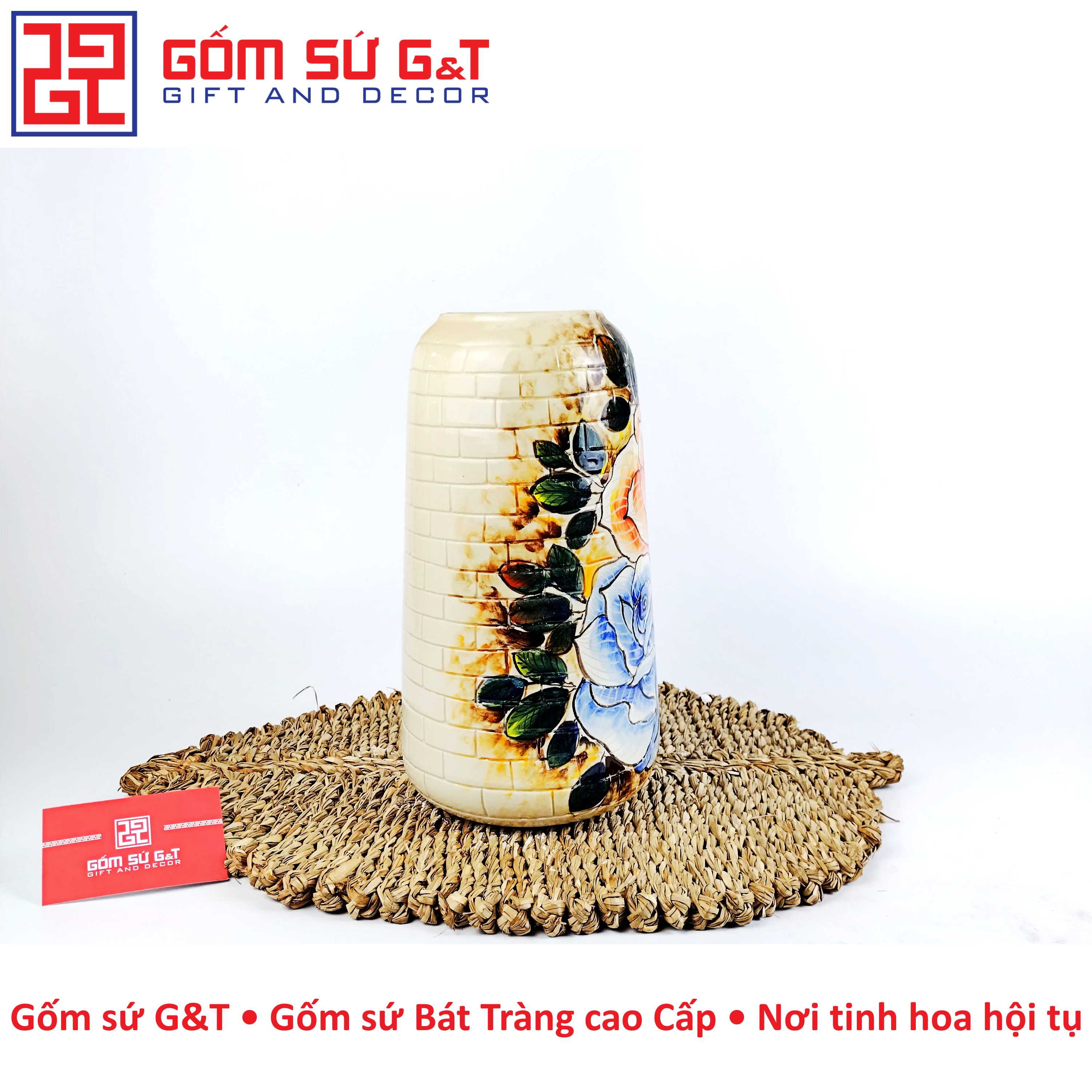 Lọ hoa dáng đu đủ nhị hồng Gốm Sứ G&amp;T