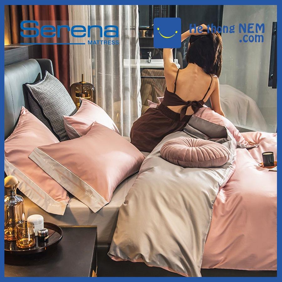 Set Chăn Ga Gối SERENA Cao Cấp Bộ Chăn Ga Gối Đệm Lụa Satin Trải Giường Cao Cấp - Hệ Thống Nệm