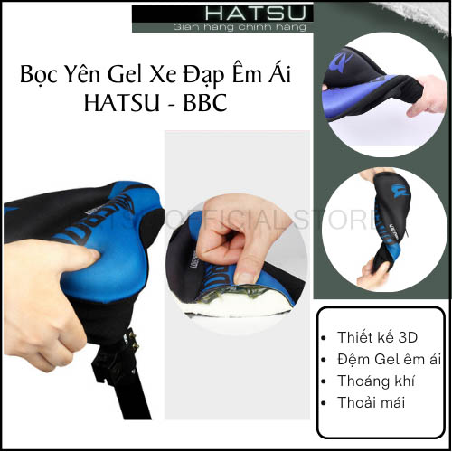 Bọc yên xe đạp thể thao loại HATSU-CH GEL cao cấp, êm ái thoáng khí Tặng kèm Áo mưa chống thấm nước cho yên