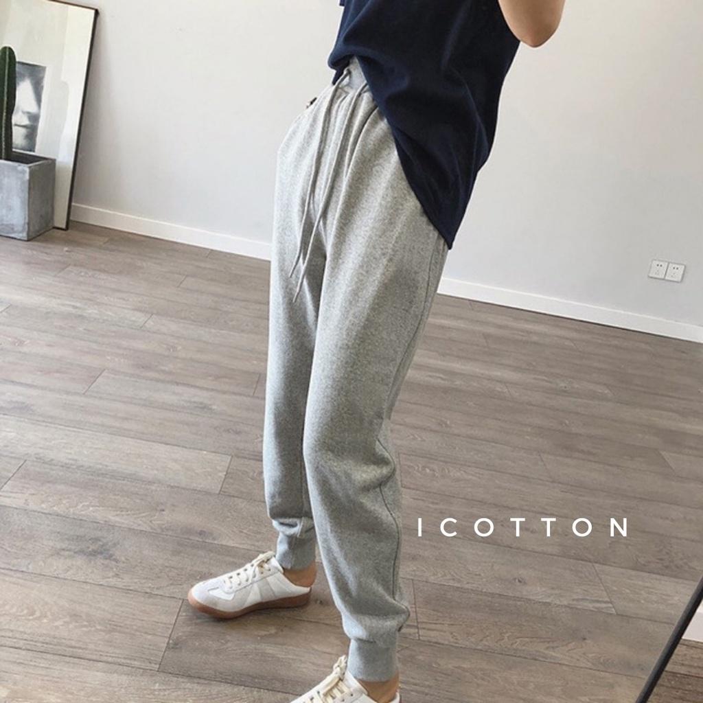 Quần nỉ da cá nữ bo gấu Icotton