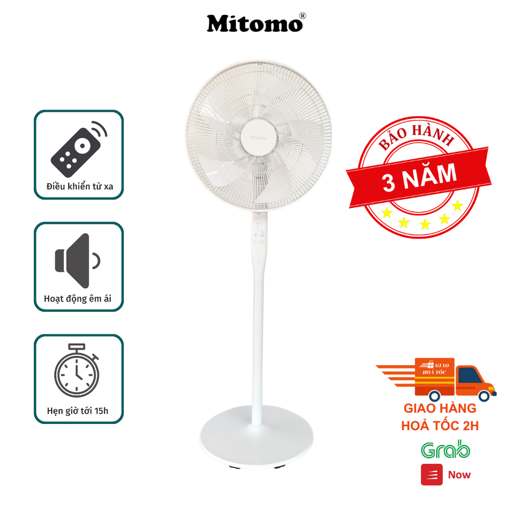 Quạt Cây Đứng Cao Cấp Mitomo FCE - 50AE MAX, có điều khiển từ xa, hẹn giờ, hoạt động siêu êm  hàng chính hãng