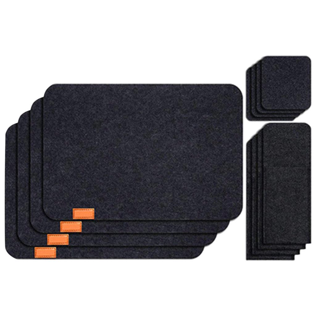 Set of 4 Felt Place Mats Coasters Dining Table Placemat Non-Slip Grey