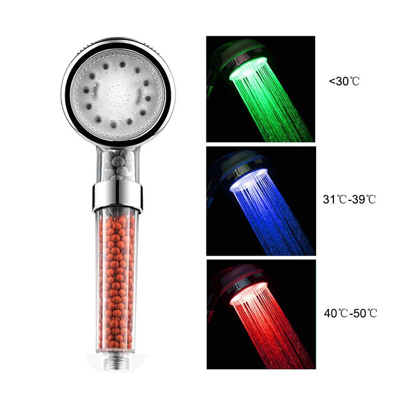 Đầu vòi hoa sen LED thay đổi màu, bộ lọc lọc nước tiết kiệm nước đầu tắm cầm tay với vòi và cơ sở