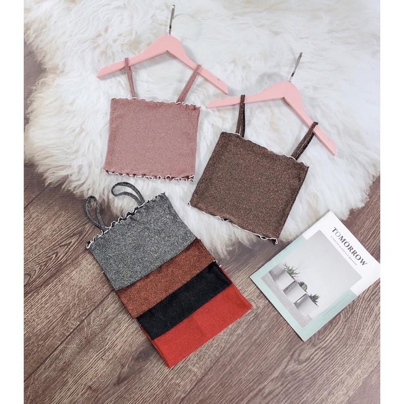 Áo 2 dây nhũ, áo 2 dây kim tuyến, áo 2 dây croptop