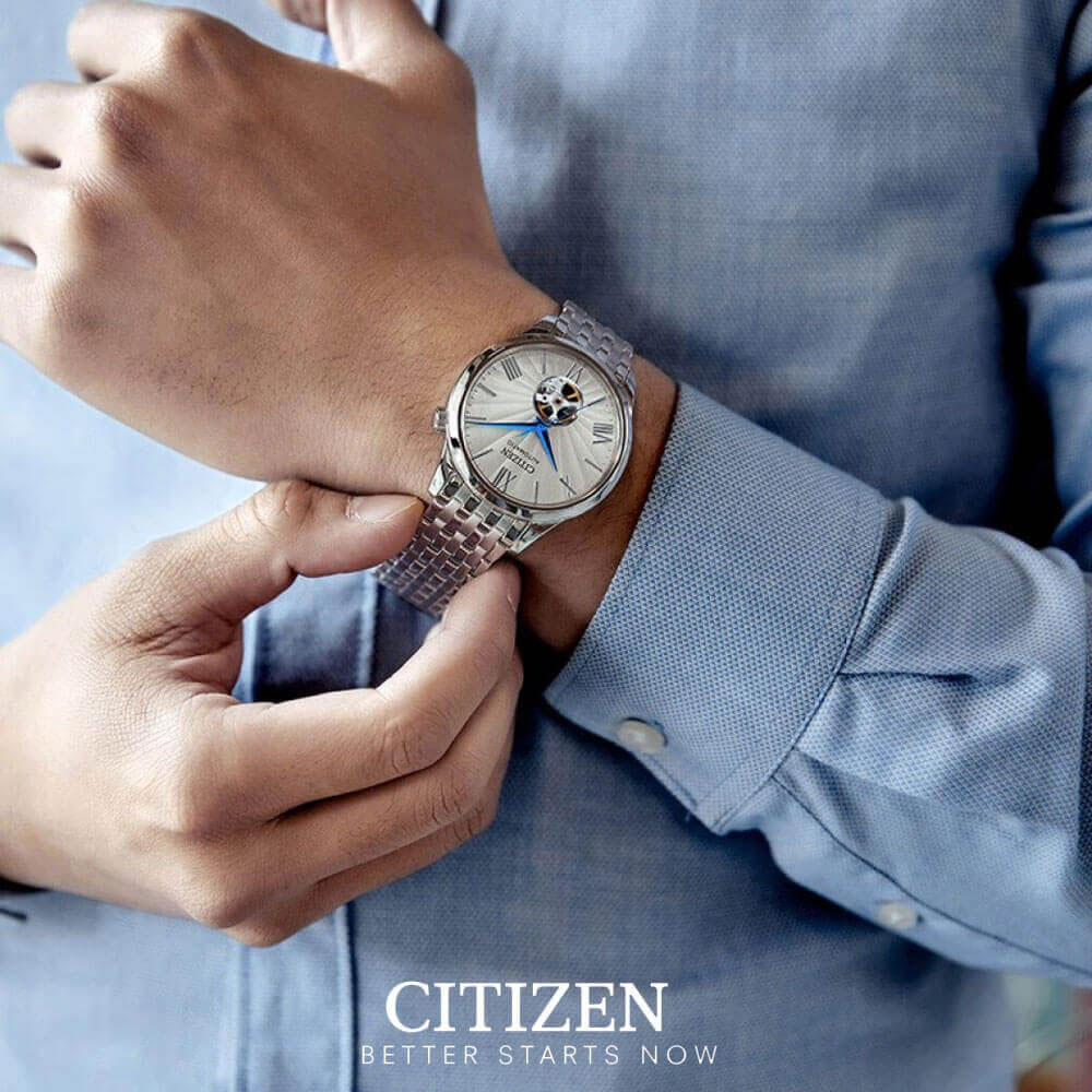 Đồng Hồ Nam Citizen Automatic NH9130-84A (40mm) - Cơ Lộ Máy - Dây Kim Loại - Kính Sapphire - Mặt Trắng