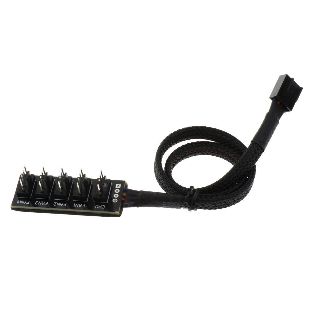 2-4pack PC Cooler Fan Power Cable 1 to 5 Male 4Pin Fan Hub Splitter Cable PWM 3P
