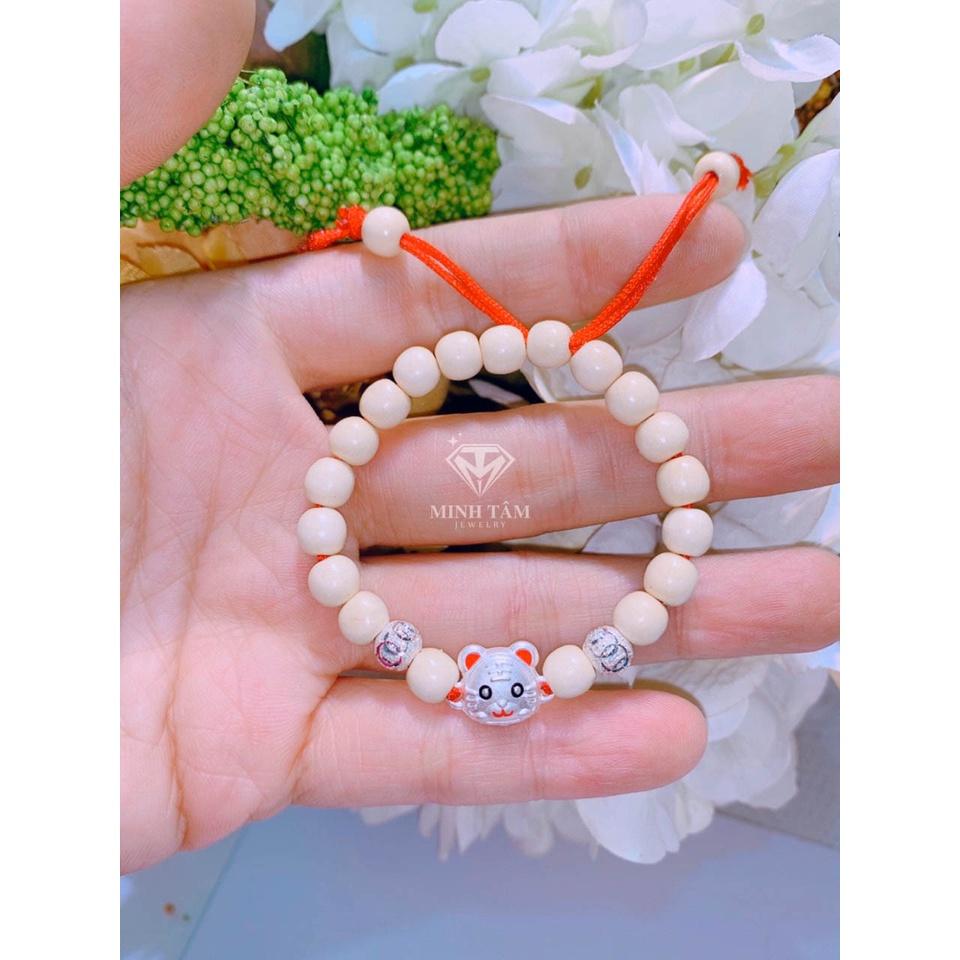 Vòng dâu tằm con giáp Hổ bạc ta cho bé,Vòng tay dâu tằm tuổi Dần bạc ta cho bé-Minh Tâm Jewelry