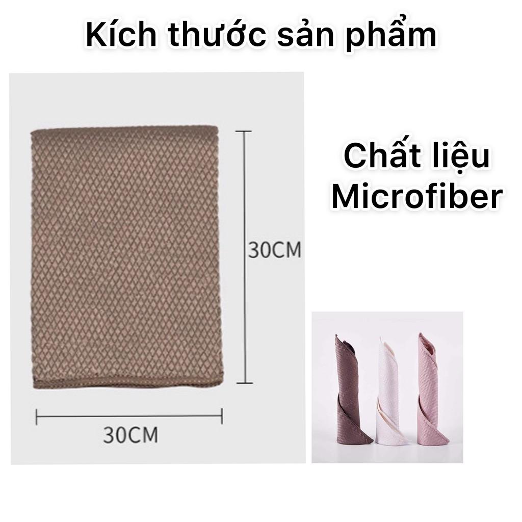 Bộ 3 Khăn lau kính cao cấp, siêu thấm không rụng lông, Khăn lau bếp, khăn lau bàn, dụng cụ vệ sinh nhà cửa