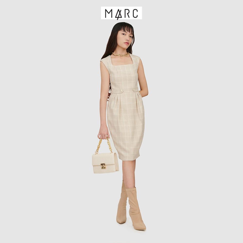 Đầm nữ MARC FASHION bút chì sát nách nhấn dây lưng