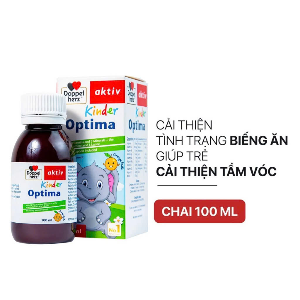 Siro bổ sung vitamin cho bé Doppelherz Kinder Optima hỗ trợ giúp bé ăn ngon 100ml