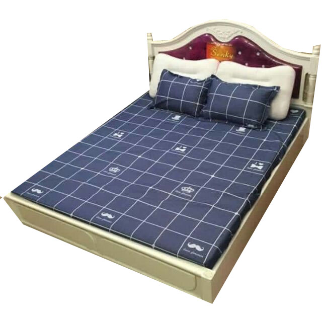 Set 5 món chăn hè ga chun Cotton Poly kẻ râu