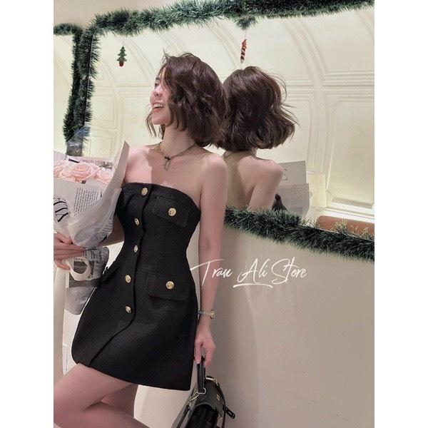 ĐẦM ĐI CHƠI, ĐẦM DỰ TIỆC, ĐẦM CÚP NGỰC HÀNG NÚT GIỮA DÁNG NGẮN DÀI XÒE CỰC SANG