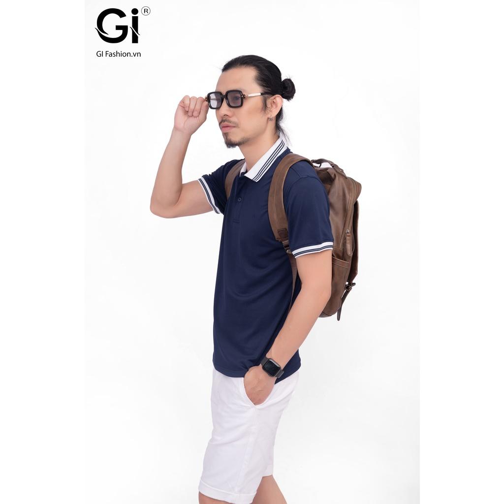 Áo polo nam GI, màu xanh Navy chất liệu cá sấu poly