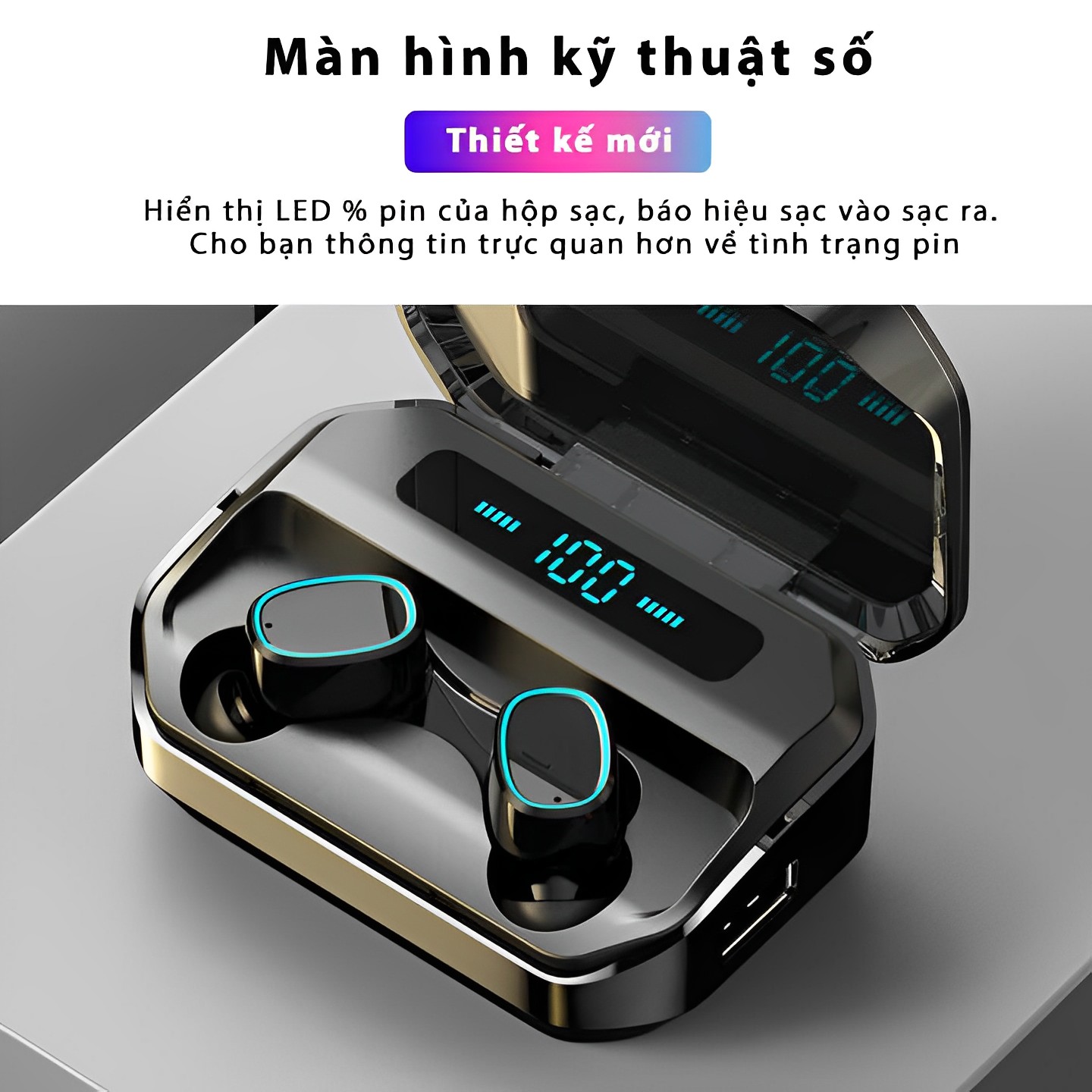 Tai Nghe Bluetooth Không Dây Bluetooth 5.3 TWS Micro Ghi Âm Điện Thoại LT M - Hàng Chính Hãng