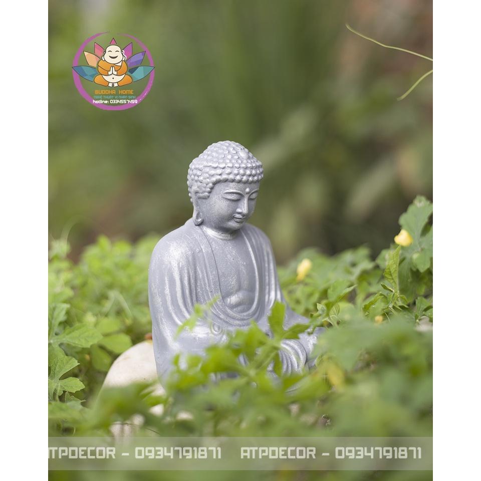 Tượng PHẬT đá xám thiền phong cách zen phong thủy, trang trí hồ cá, hồ thủy sinh