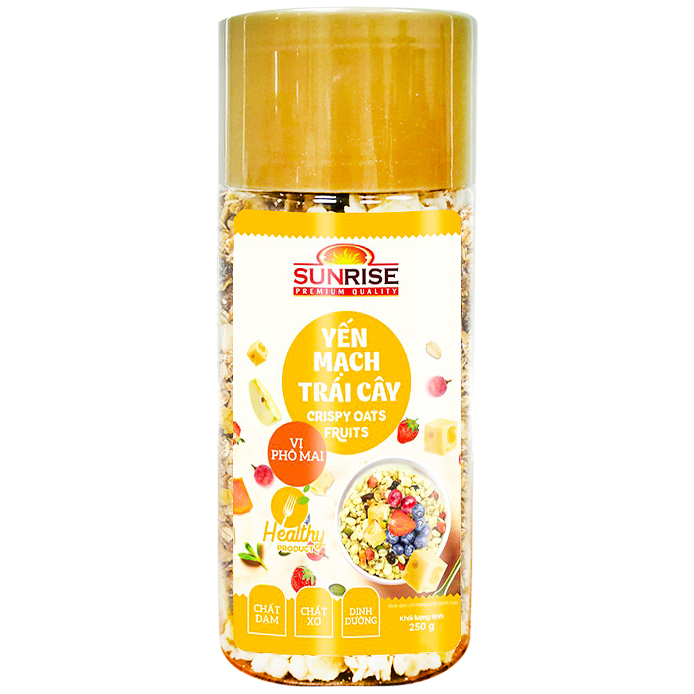 Yến mạch trái cây Sunrise vị phô mai ăn kiêng giảm cân hũ 250g