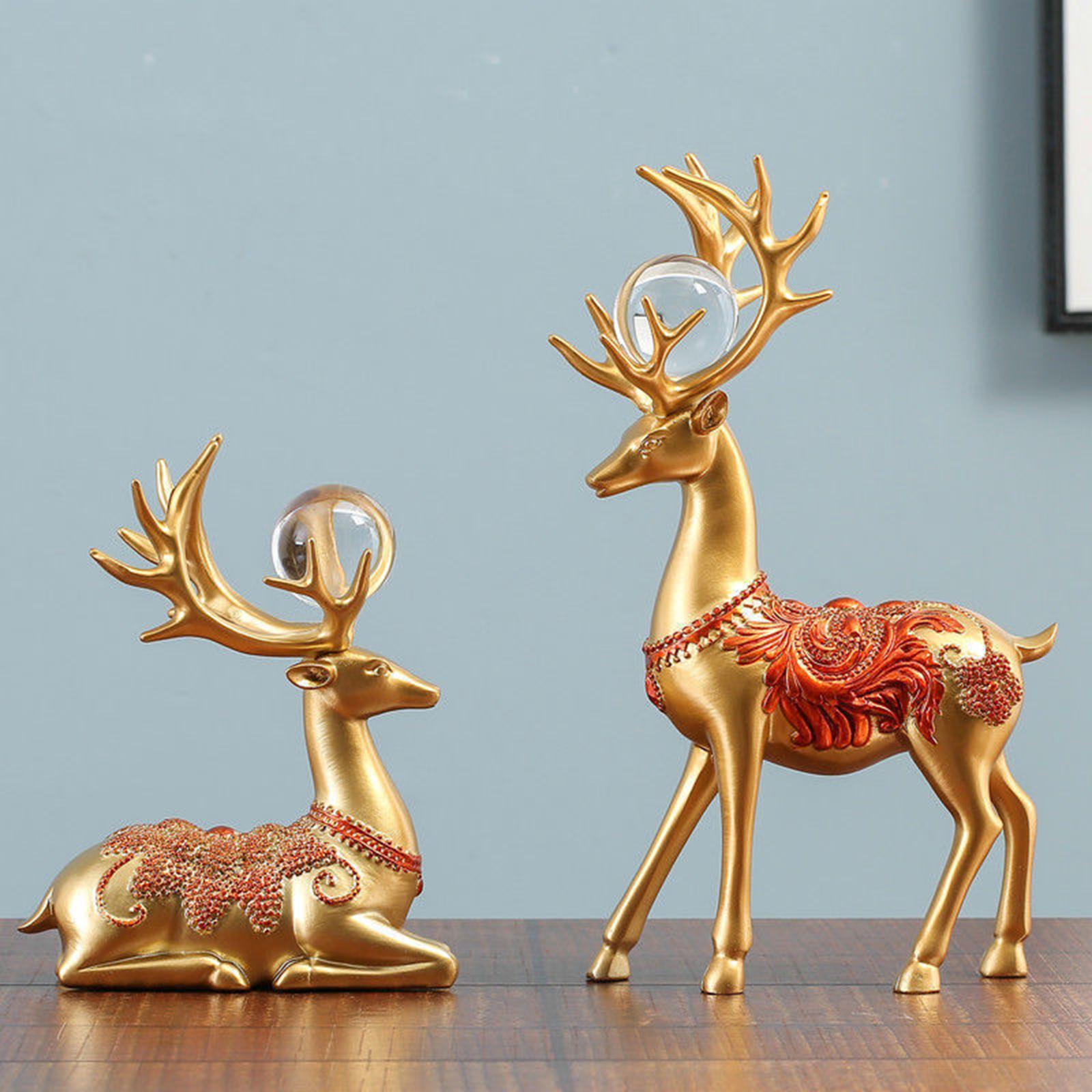 Reindeer Figurines Resin Table Cabinet Bag Statue Vase for Gift Office Party