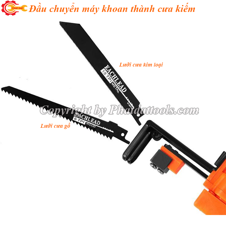Đầu chuyển máy khoan thành máy cưa kiếm tiện lợi