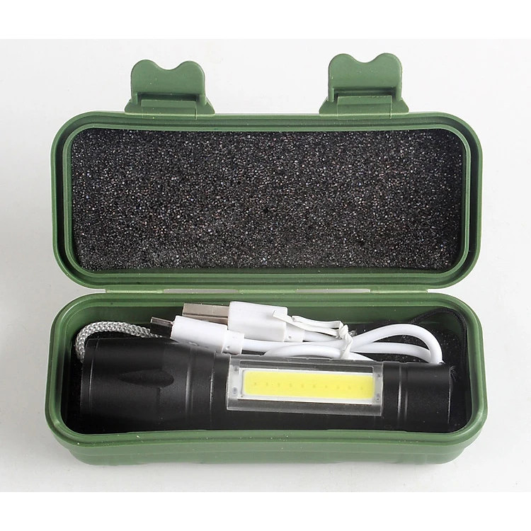 Đèn pin mini siêu sáng bỏ túi 2in1 có zoom xa gần kèm hộp đựng- Hàng chính hãng