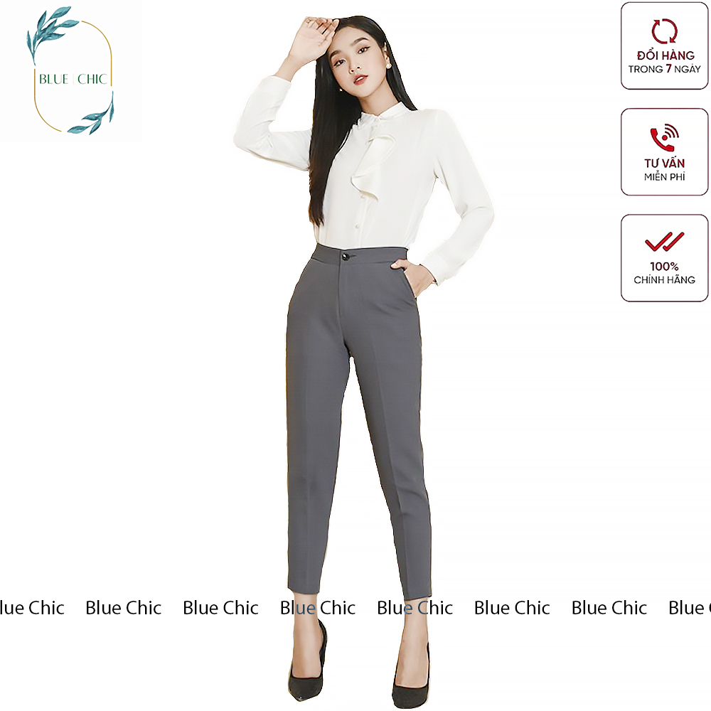 Quần tây nữ Blue Chic lưng cạp cao âu công sở đẹp màu đen xanh xám đồ đi học form chuẩn tôn dáng