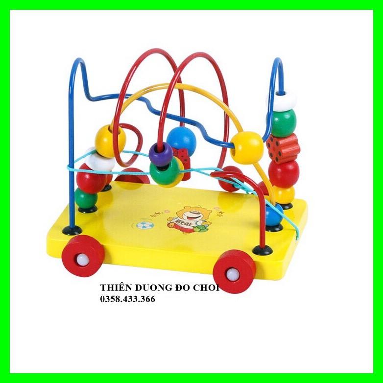 XE KÉO LUỒN HẠT BẰNG GỖ CHO BÉ