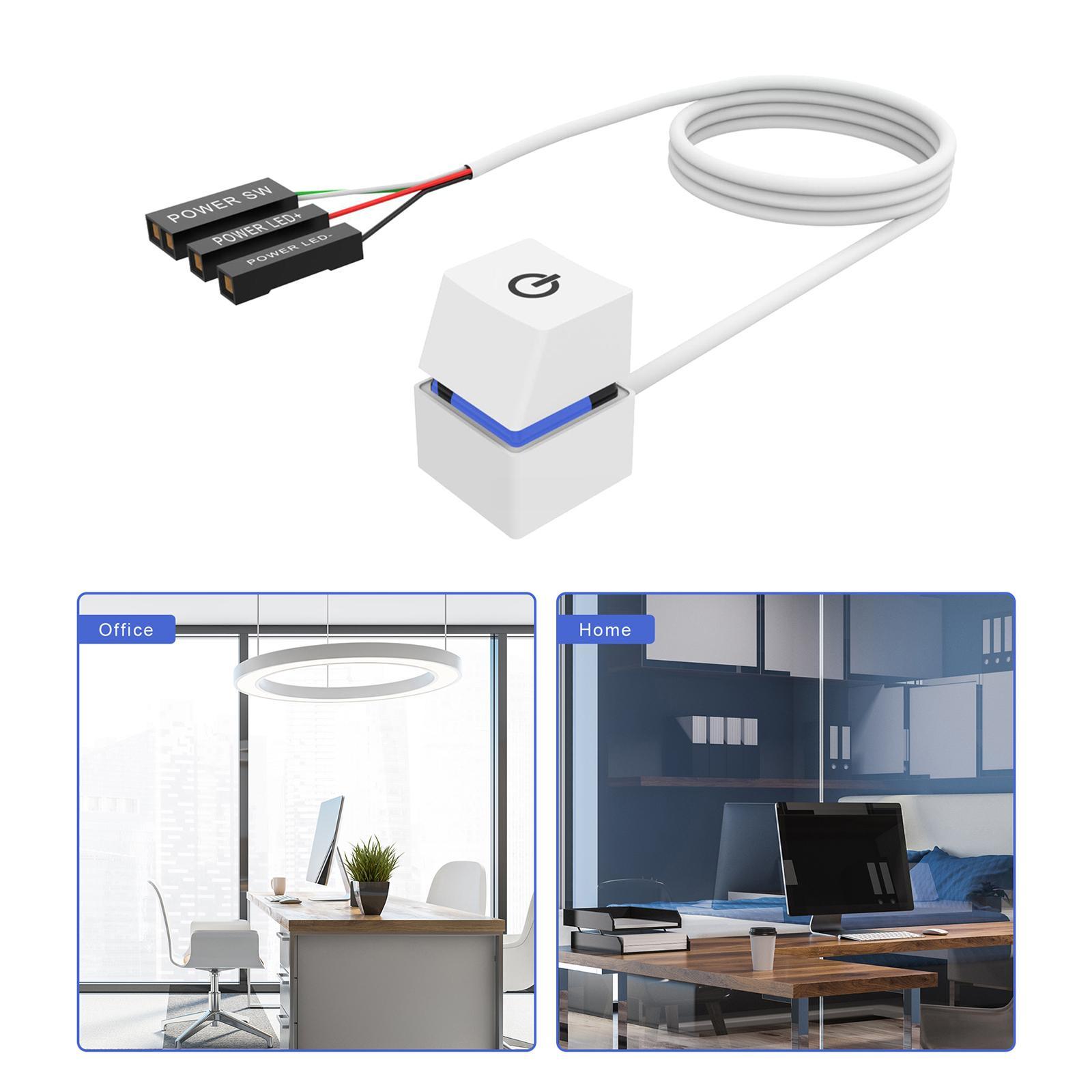 Power on Off Button with 6.56ft Extension Cable Desktop Switch for Internet Café
