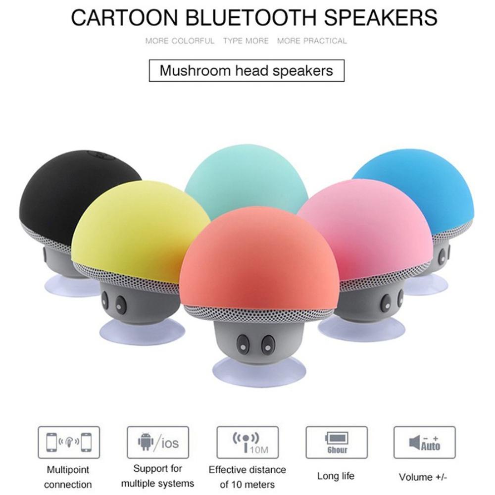 Phim hoạt hình loa bluetooth di động âm thanh nổi ngoài trời Subwofer Mini Mushroom không dây loa không thấm nước điện thoại điện thoại Color: Pink