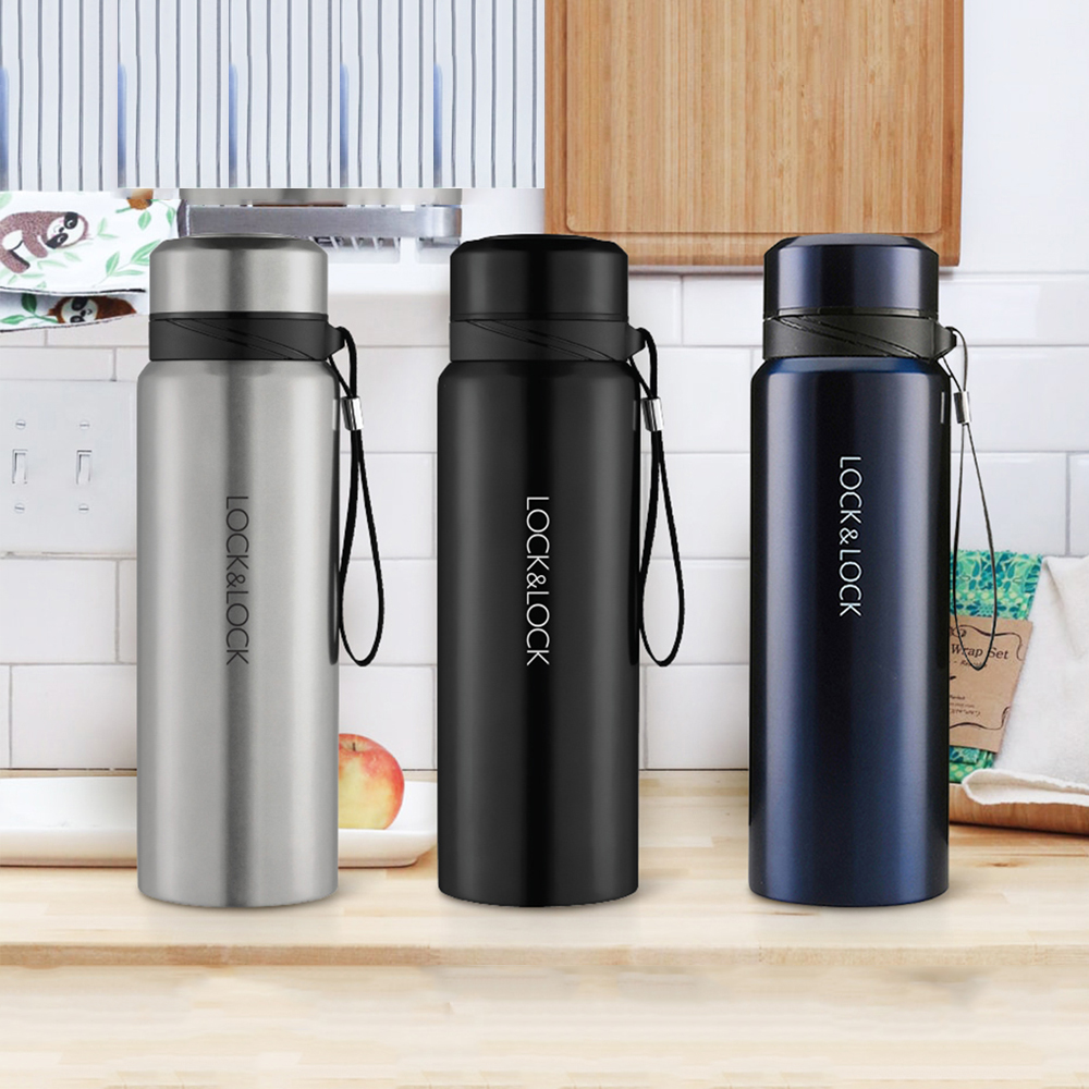 Bình Giữ Nhiệt 800ml Lock&amp;Lock Vacuum Bottle LHC6180 - Hàng Chính Hãng, Bằng Thép Không Gỉ, Có Lưới Lọc Trà Bằng Inox, Mức Giữ Nhiệt Vượt Trội Tặng Kèm Ống Hút Inox