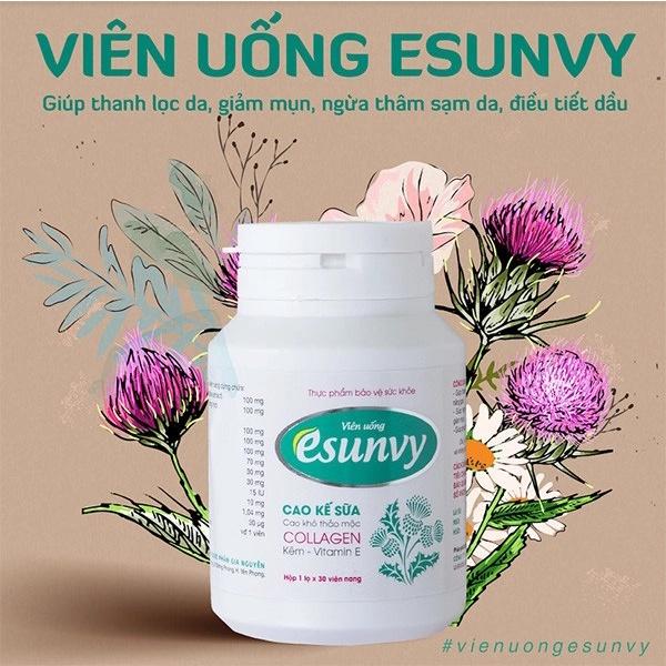 Viên Uống Esunvy Thành Phần Cao Kế Sữa Và Collagen Giúp Thanh Nhiệt Giải Độc, Giảm Mụn Trứng Cá Và Vết Thâm - TTP006