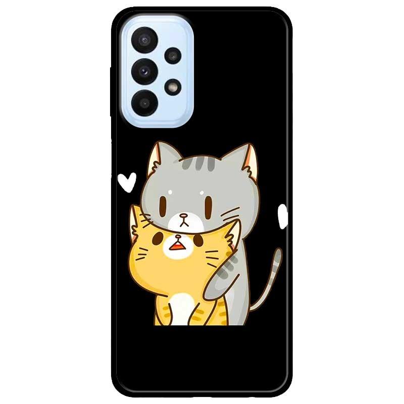 Ốp lưng dành cho Samsung A23 4G - A53 5G - A73 5G - Hai Chú Mèo Ôm Nền Đen