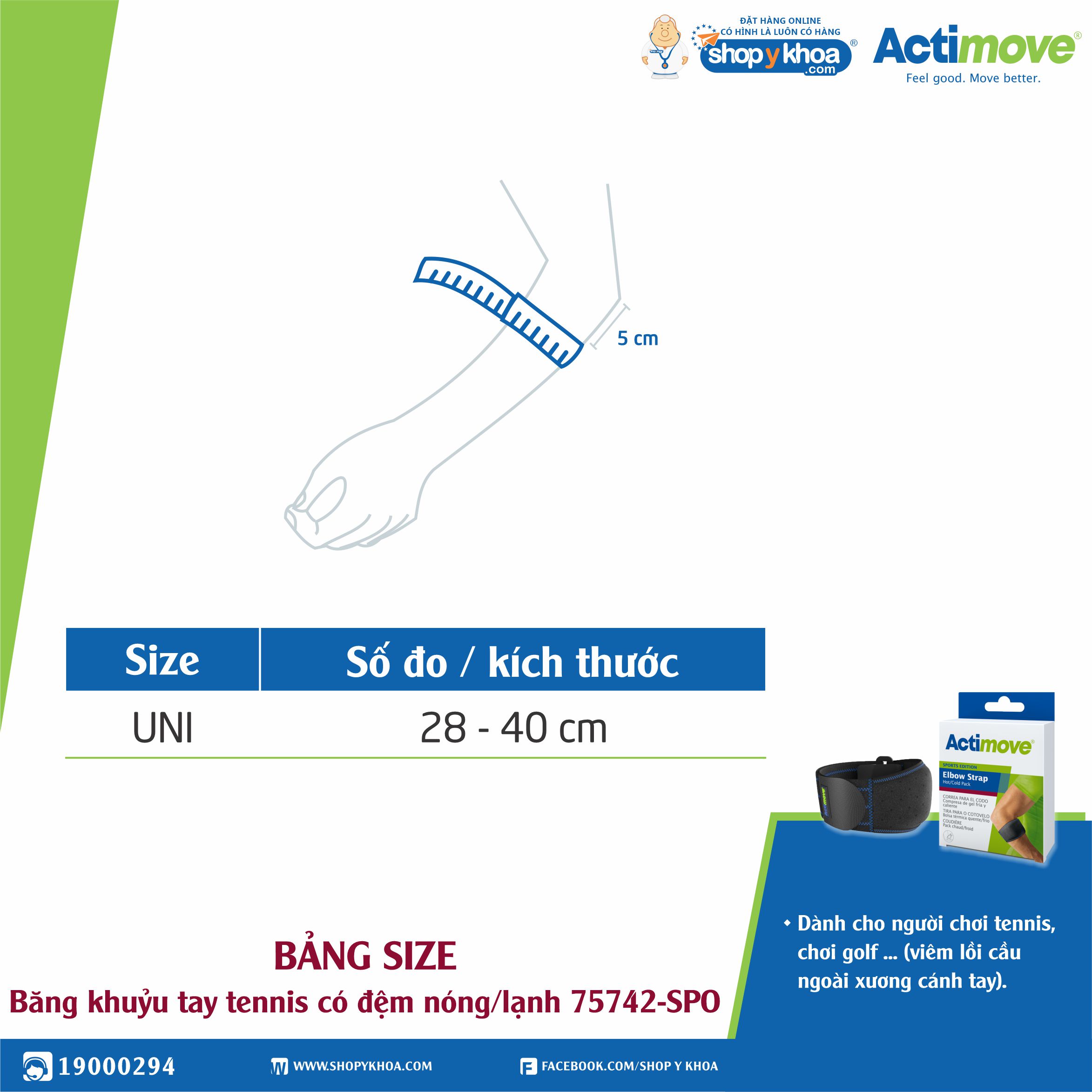 Băng khuỷu tay tennis có đệm nóng/lạnh 75742-SPO Actimove Elbow Strap