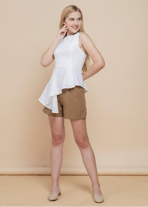 Áo kiểu nữ Callia Mimi top vạt lệch cổ tròn - Hàng chính hãng
