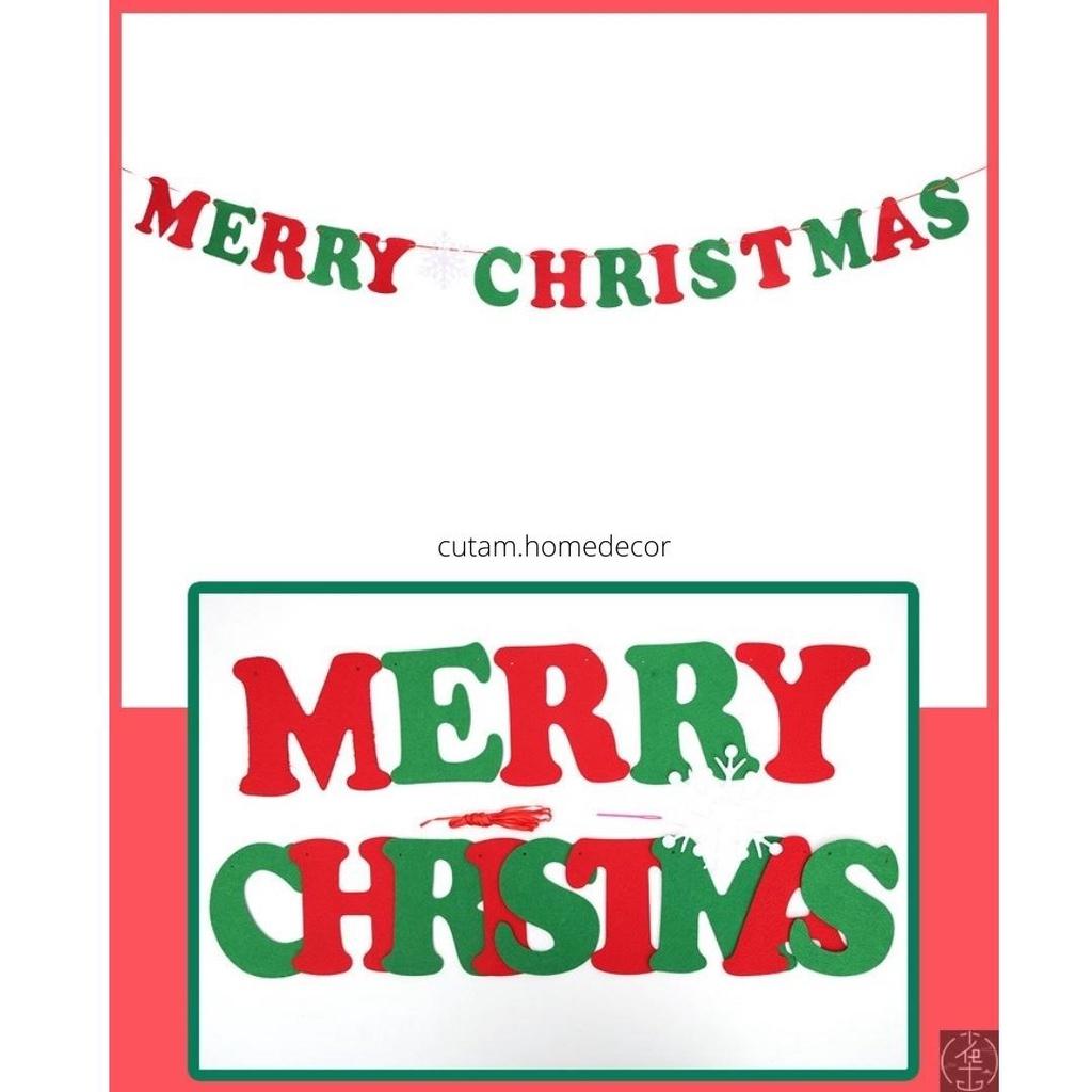 Dây treo Giáng sinh, cờ treo trang trí Noel, cây thông, Merry Christmas dài 3m
