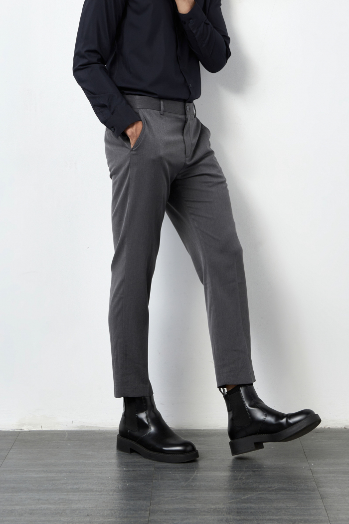 Quần Vải Nam ROUTINE Form Slim Crop vải mềm màu xám - 10F21PFO002CR1 | LASTORE MENSWEAR