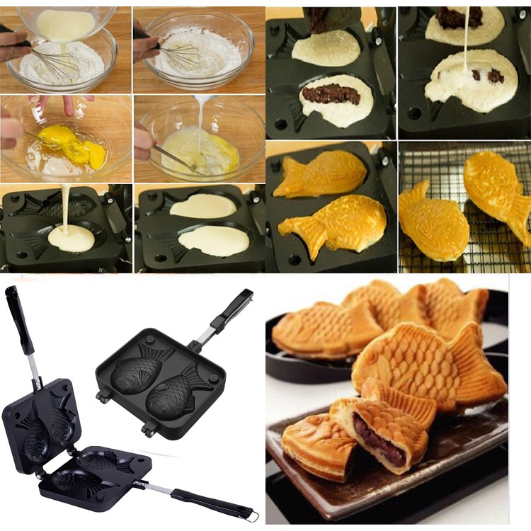 Khuôn Làm Bánh Cá Nướng Taiyaki Nhật Bản Chống Dính Cao Cấp Size Lớn - Khuôn Nướng Làm Bánh Cá - Hàng Chính Hãng MINIIN