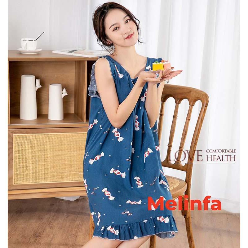 Váy ngủ, đầm ngủ, đầm mặc nhà nữ tính chất vải lanh lụa cotton tự nhiên thoáng mát nhiều màu mã VAV0226