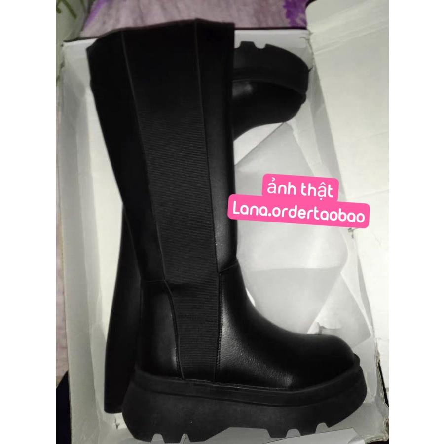 Hàng cao cấp GIÀY BOOT ĐÙI CHUN HAI BÊN KHÔNG KHÓA ĐẾ CAO