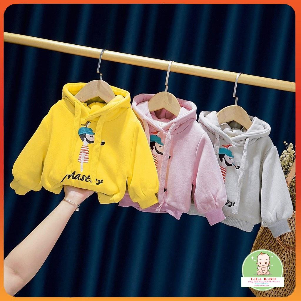 Áo nỉ bông hoddie cho bé LILA KIDS, Áo nỉ master cho bé từ 6-28kg