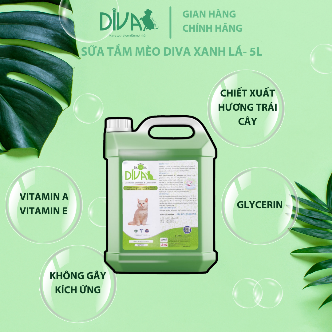 SỮA TẮM MÈO DIVA XANH LÁ 5L (DIVA FORMULA 6)