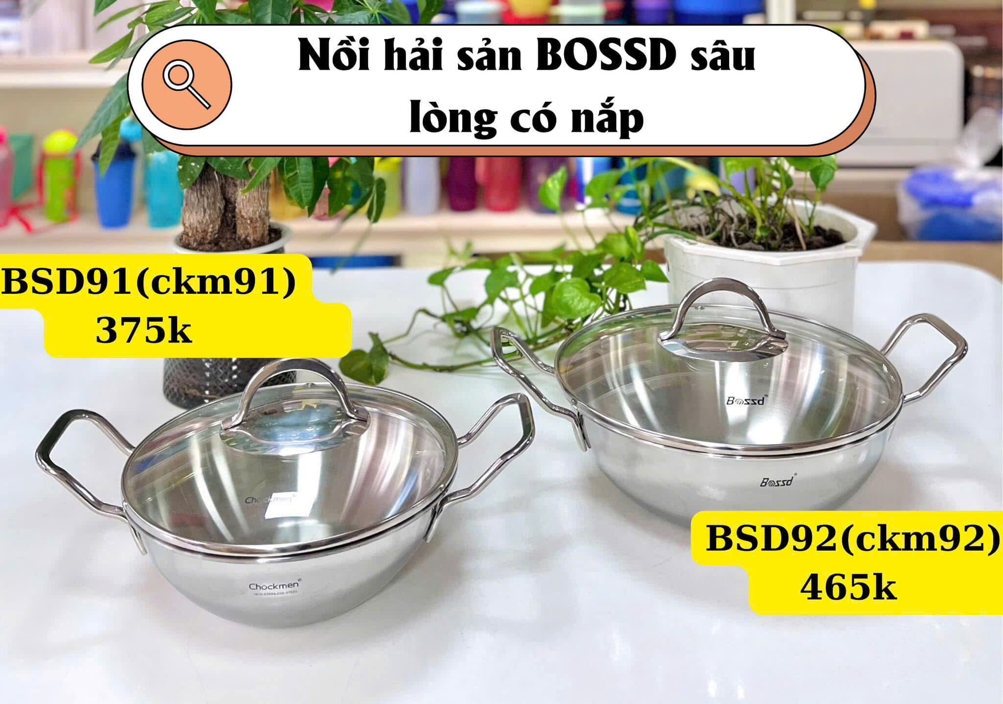 [Hàng chính hãng] BSD92- Nồi hải sản Bossd sâu lòng có nắp - 24cm